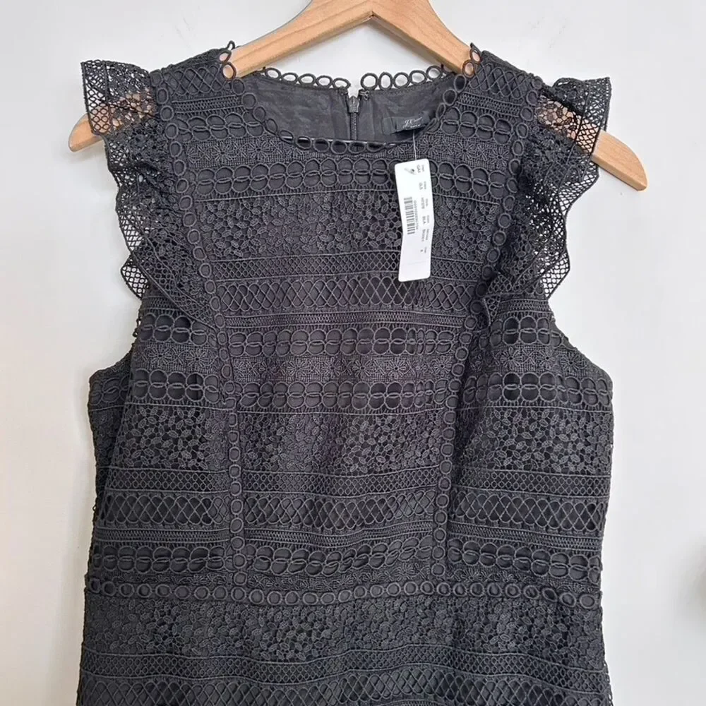 J.Crew Cap-sleeve ruffle dress in mixed lace
